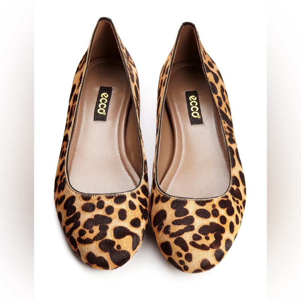 Ecco Calf Hair Leopard Print Ballet Flats, Size 37 Animal Print Flats